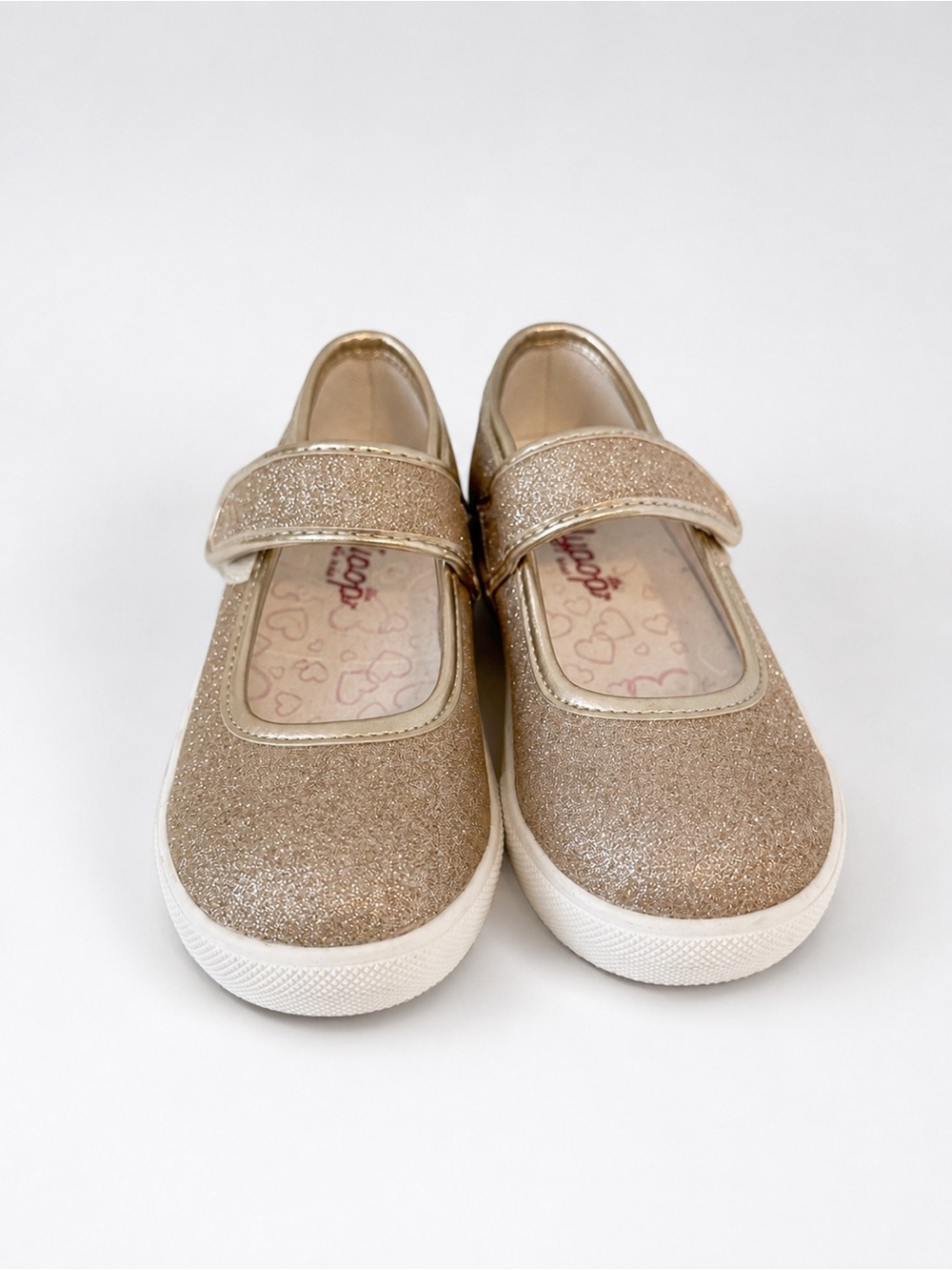 Jellypop Girls Glitter Mary Jane Sneakers Size T10 Gold Sparkle Velcro
